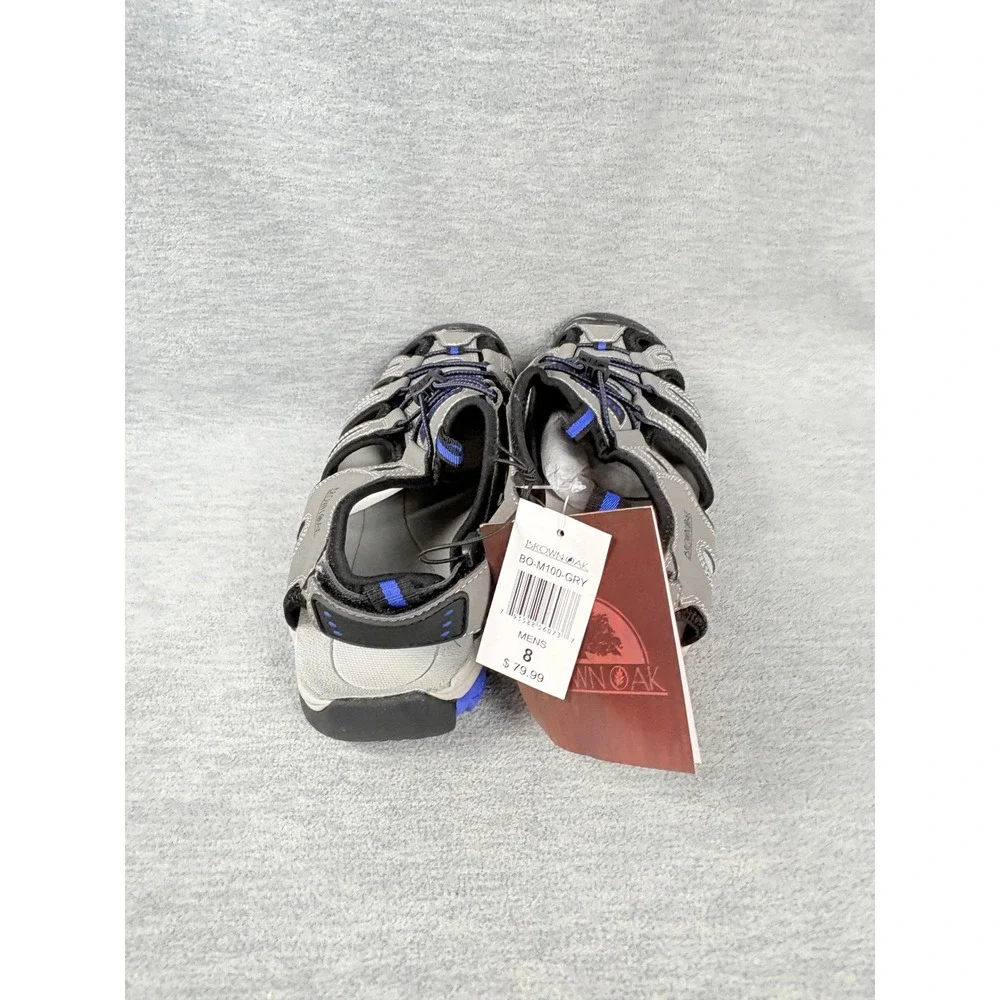 Brown Oak Sport Sandals Mens 8 Grey Black Blue Hiking Outdoors Waterproof